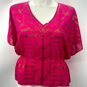 Miss Tina XL raspberry bat wing blouse
